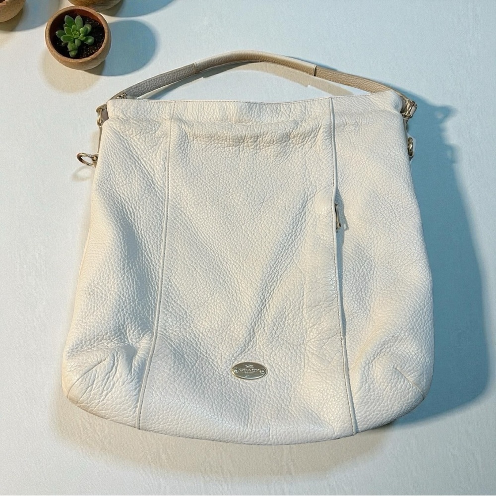 Coach Bone Pebbled Leather Shoulder Bag